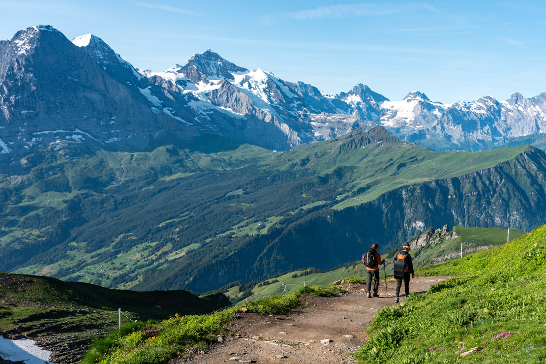 Hiking through mountains